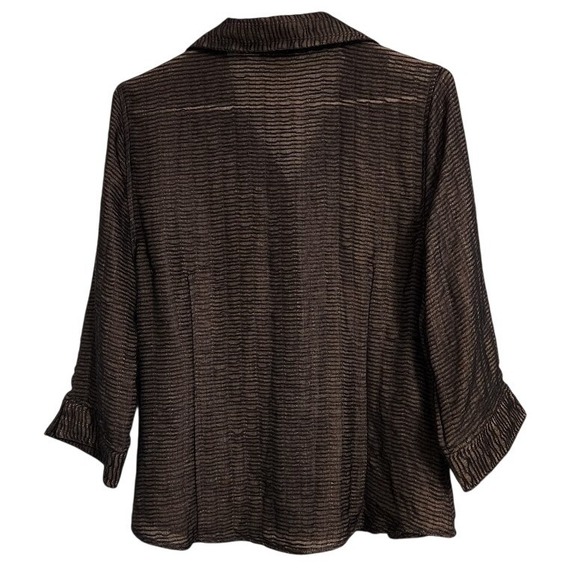 Christopher & Banks Women's Size M Brown Striped Button Up Shirt 3/4 Sleeve C56 - Picture 5 of 5